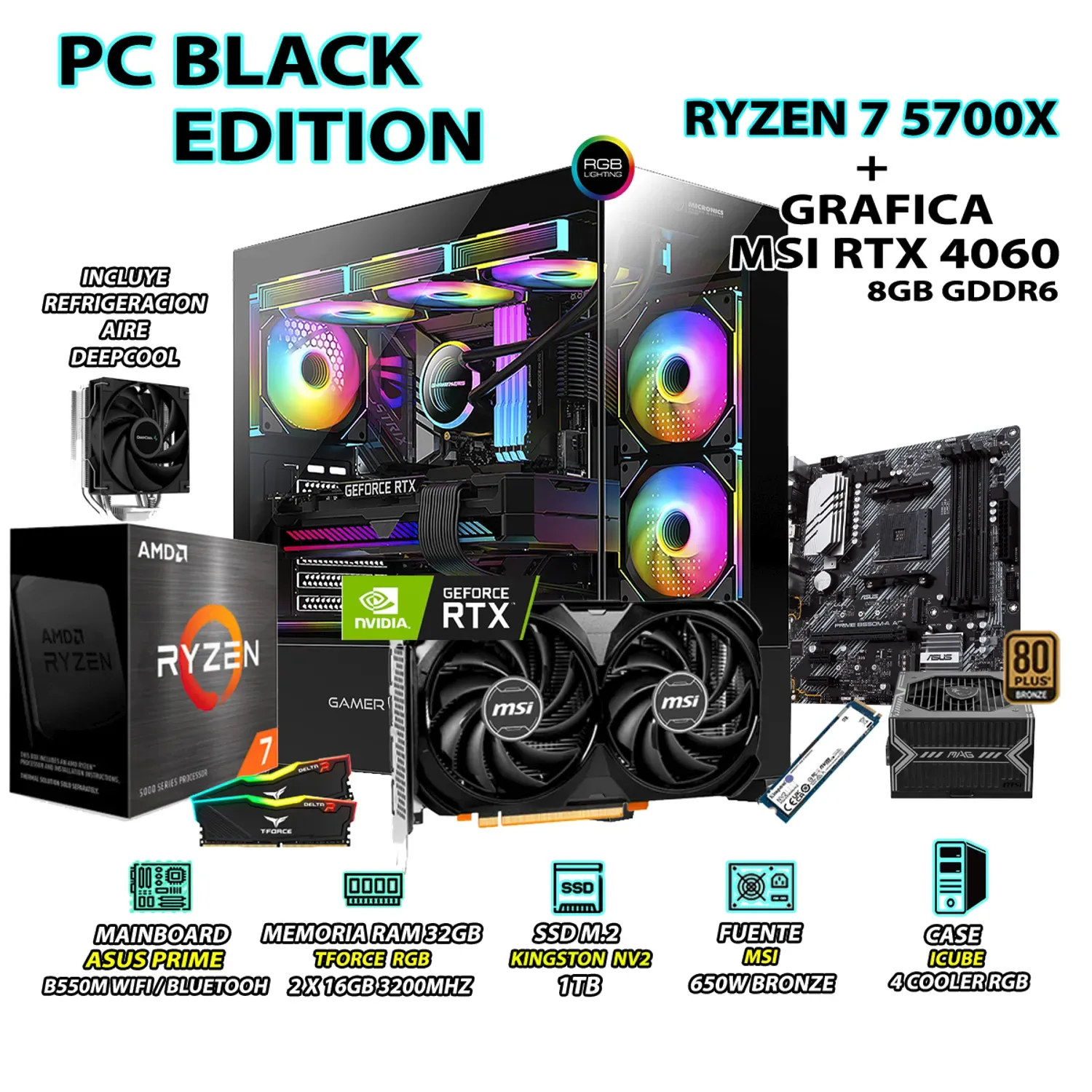 PC Gamer AMD Ryzen 5 + RTX 4060